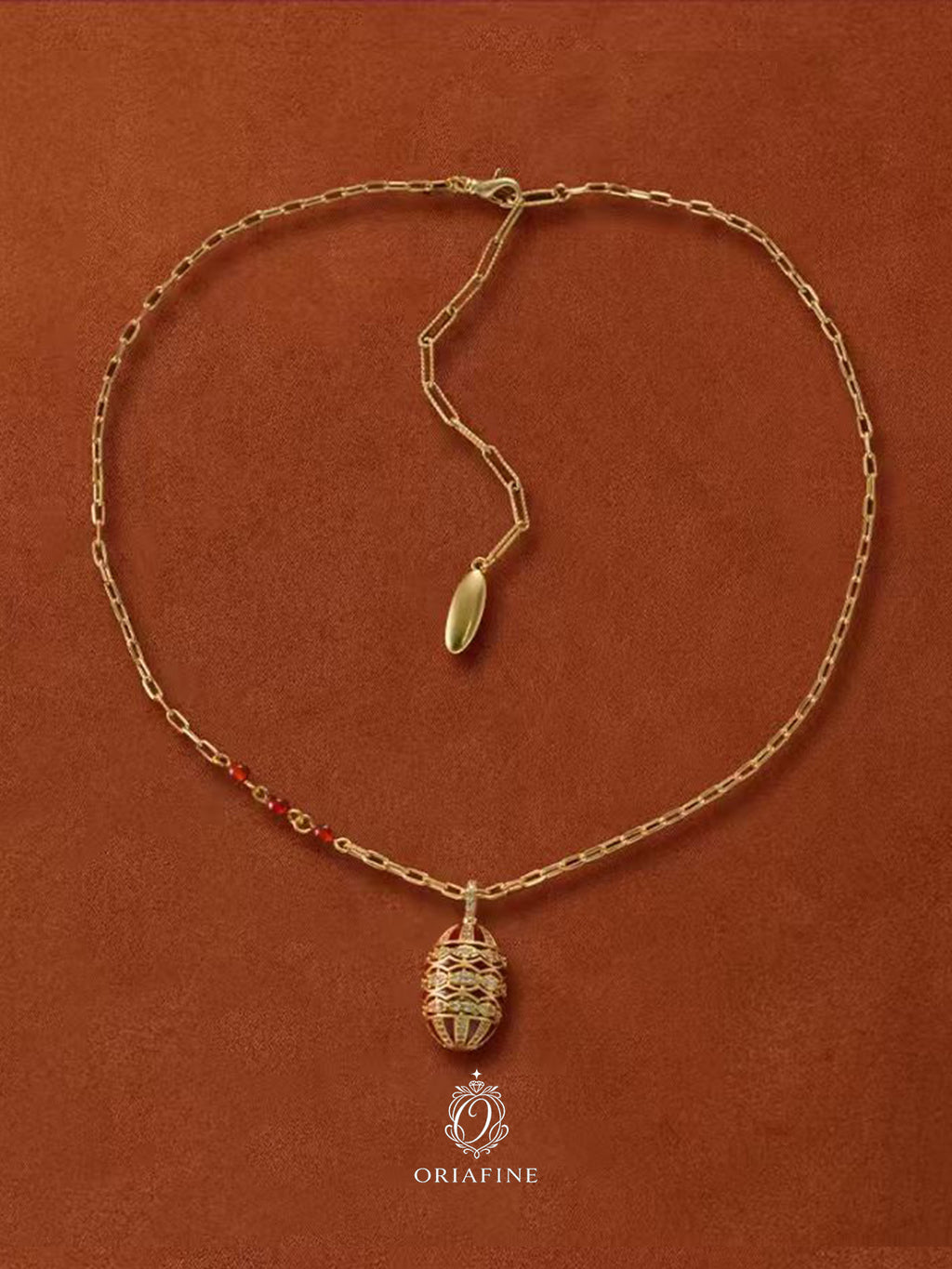 Elaroque Enamel Carnelian Necklace