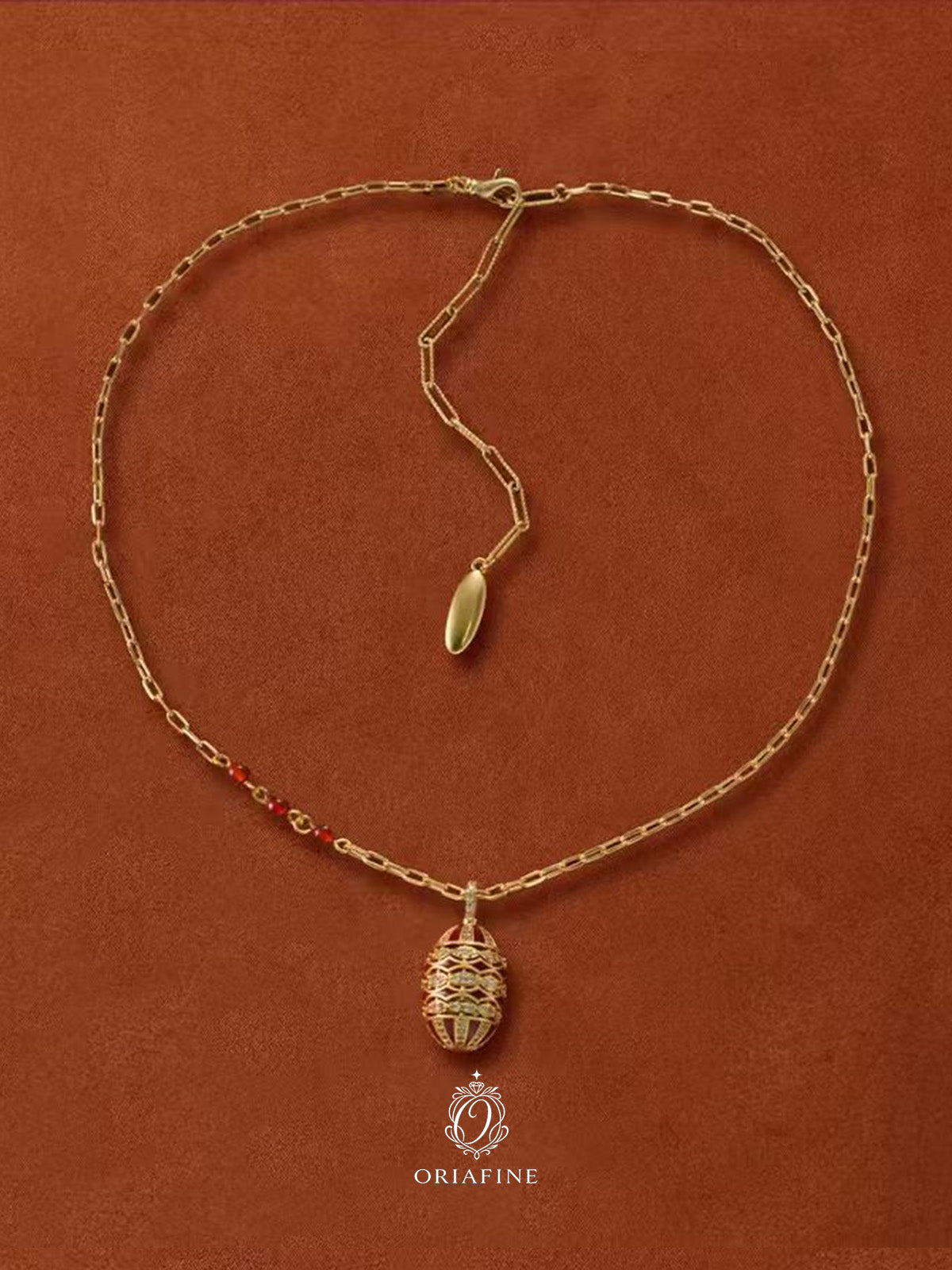 Elaroque Enamel Carnelian Necklace