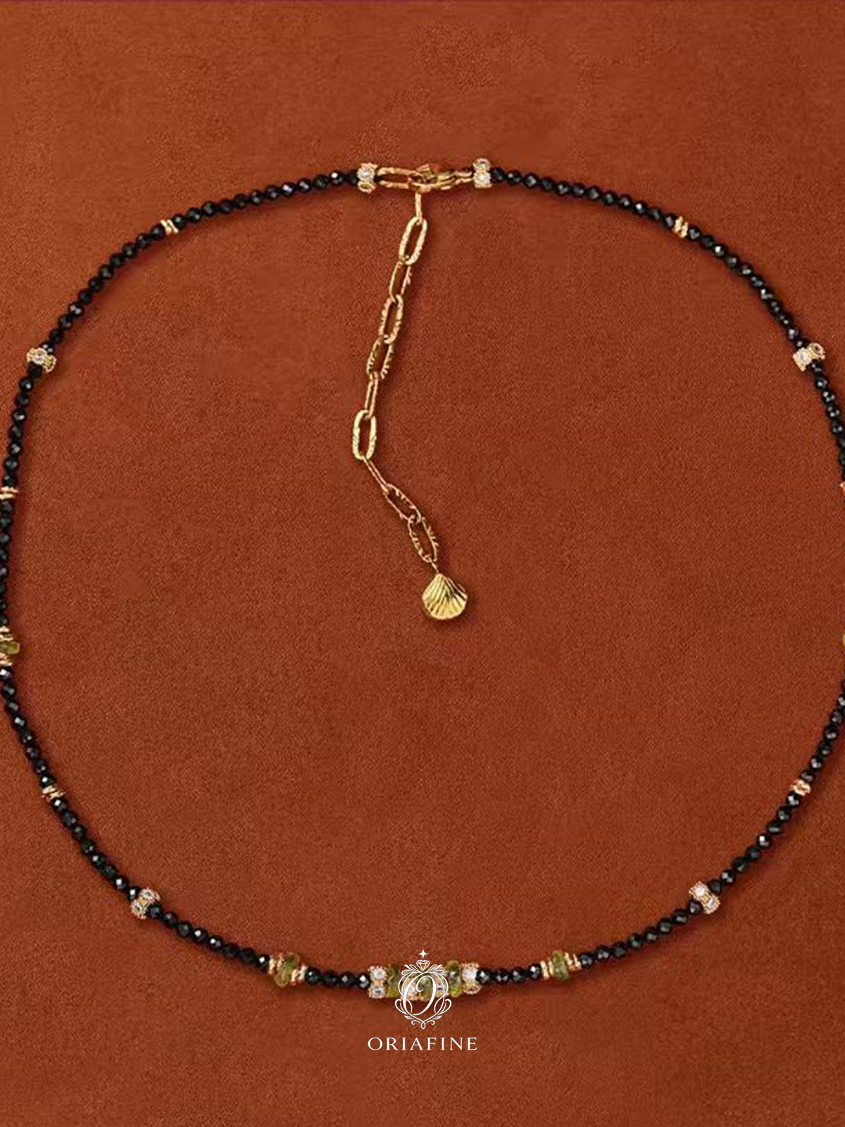 Noctara Olive Stone Handwoven Necklace