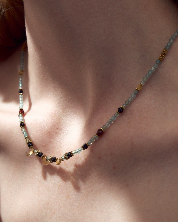 Azurea Citrine Ocean Bead Necklace
