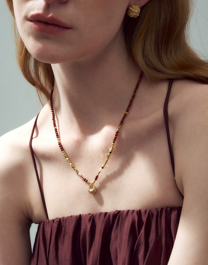 Nerissa Red Agate Strand Necklace