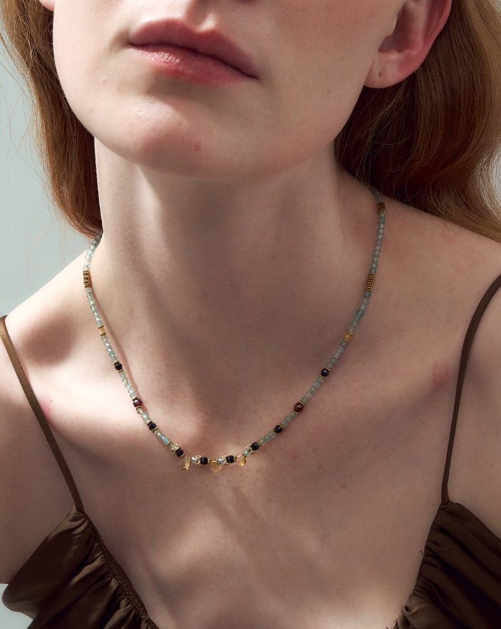 Azurea Citrine Ocean Bead Necklace
