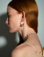Auravine Color Bead Hoop Earrings