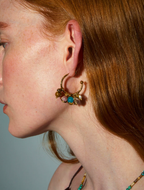 Auravine Color Bead Hoop Earrings