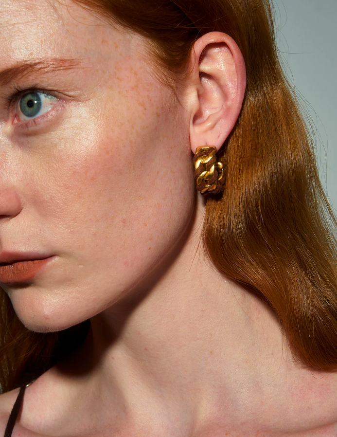 Suvera Wrapped Suede Hoop Earrings