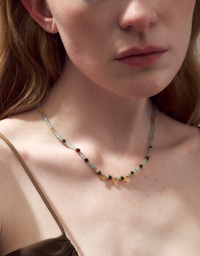 Azurea Citrine Ocean Bead Necklace