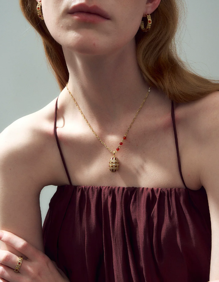 Elaroque Enamel Carnelian Necklace